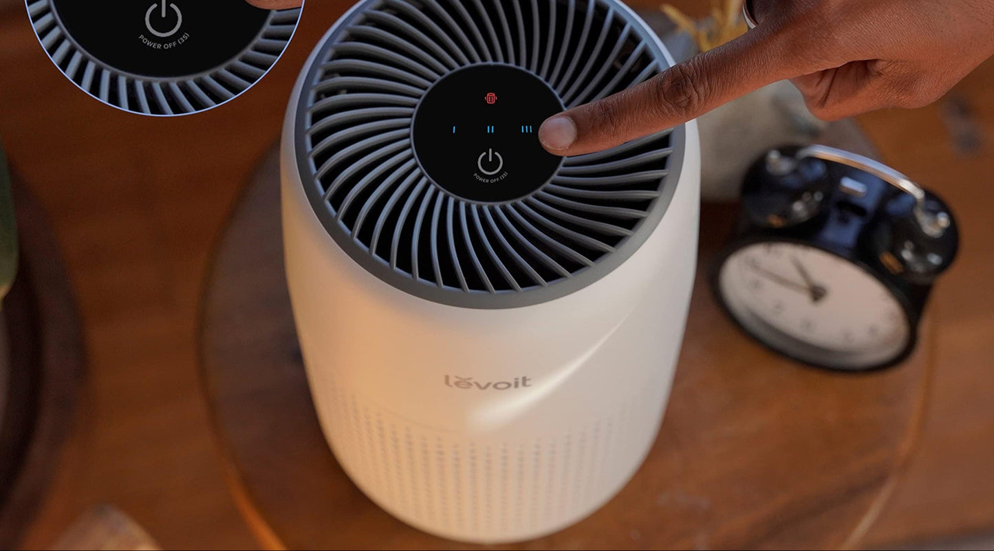 👉 Luftreiniger mit Aromatherapie – HEPA-Filter gegen Staub, Schimmel & Tierhaare bis 0,3 µm, energiesparend (7W), 3 Geschwindigkeiten, ideal fürs Schlafzimmer, Weiß